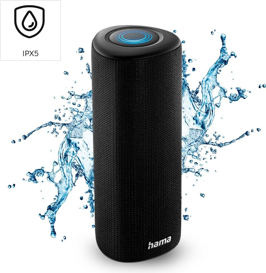 Bluetooth-Lautsprecher Hama Pipe 3.0 00188202, 24 Watt, tragbar, wasserdicht IPX5,
14 Stunden Betriebszeit, 360 Grad Sound,
schwarz