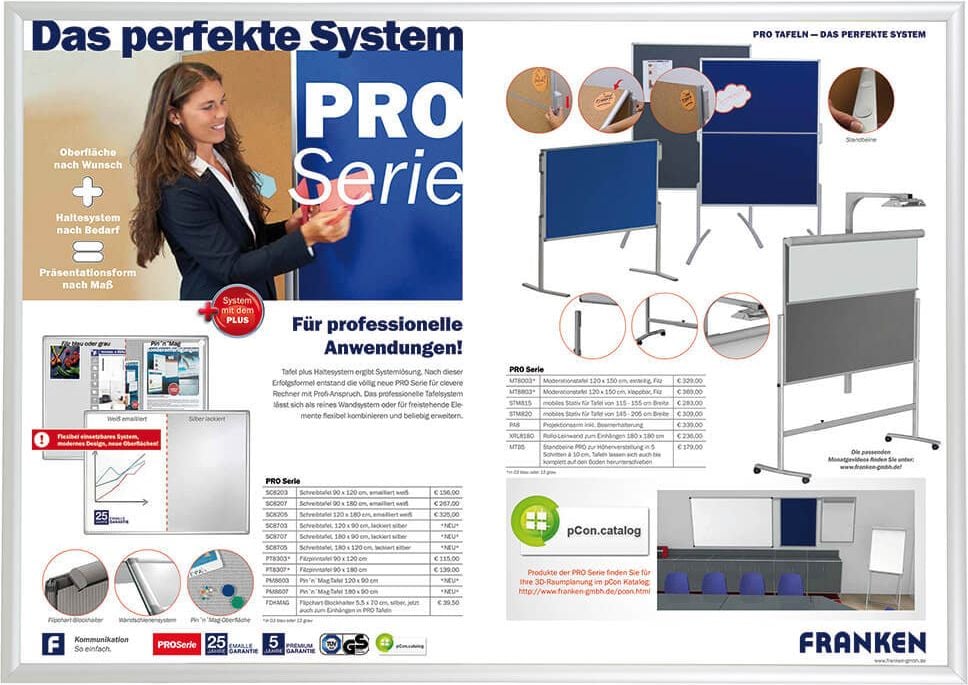 Plakatrahmen Franken Wechselrahmen Security BS1805, A0, feuerfest, 872x1220x12mm