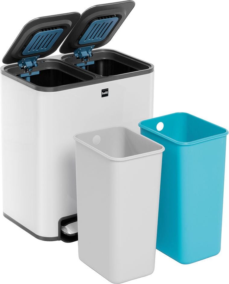 Tret-Abfallsammler Helit the classy H2405005, 2x12 Liter, Edelstahl, weiß