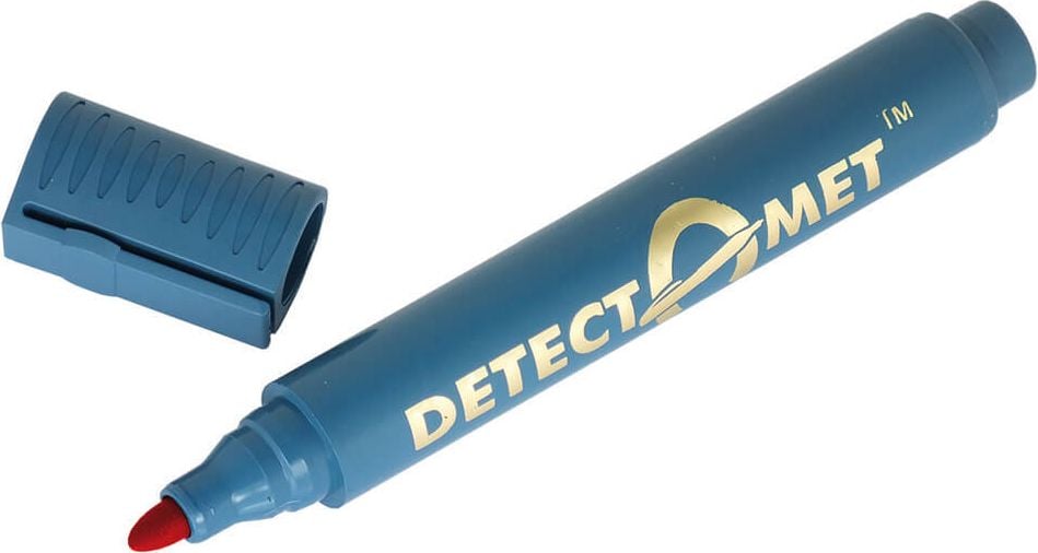 Permanentmarker Detectamet, detektierbar, Schaftfarbe blau, Rundspitze, rot