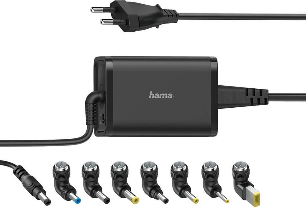 Netzteil Hama Universal-Notebook 00200001, 8 Notebookstecker, Eurostecker, 45 Watt,
schwarz