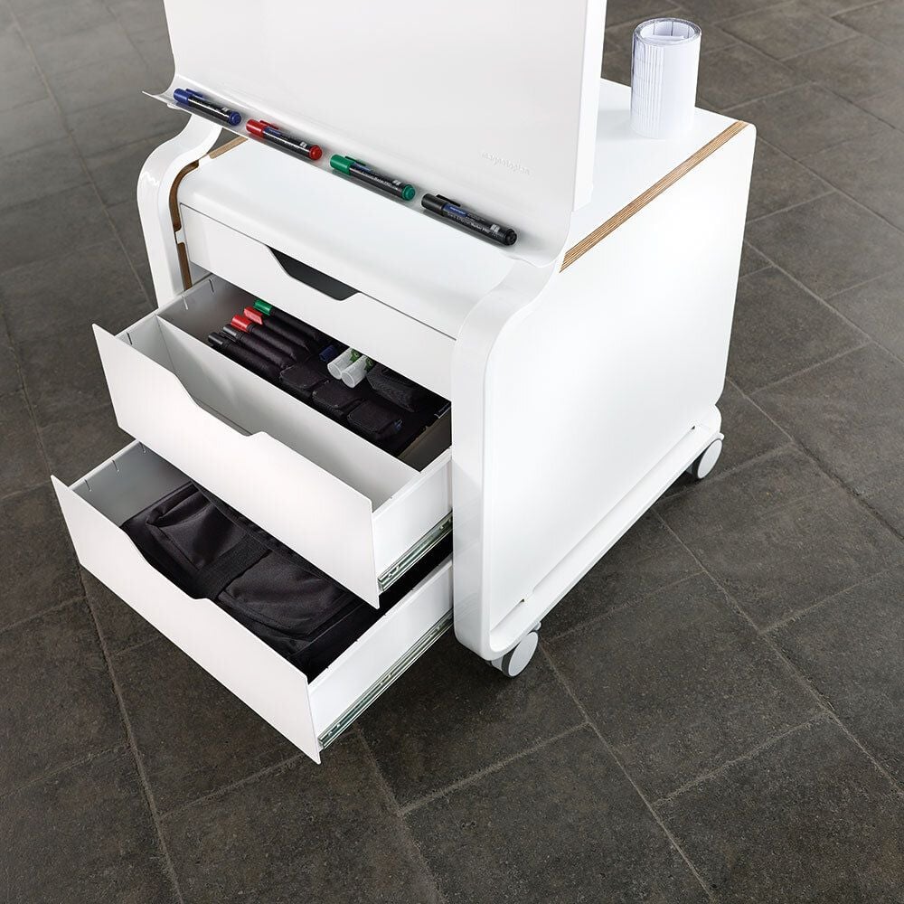 Flipchart-Materialwagen Magnetoplan Tool Hub 12270600, für Design-Flipchart evolution plus 12270600,
Metall/Holz, weiß