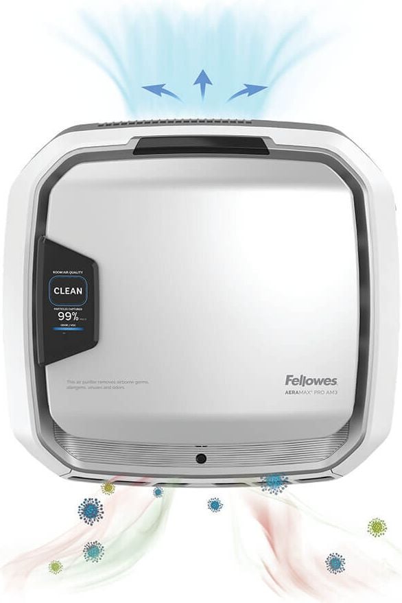 Luftreiniger Fellowes AeraMax Pro AM3 PC, bis 55m², bis 374 m³/h, Wandmontage, True
HEPA Filter filtert 99,97% aller Partikel,
mit Display