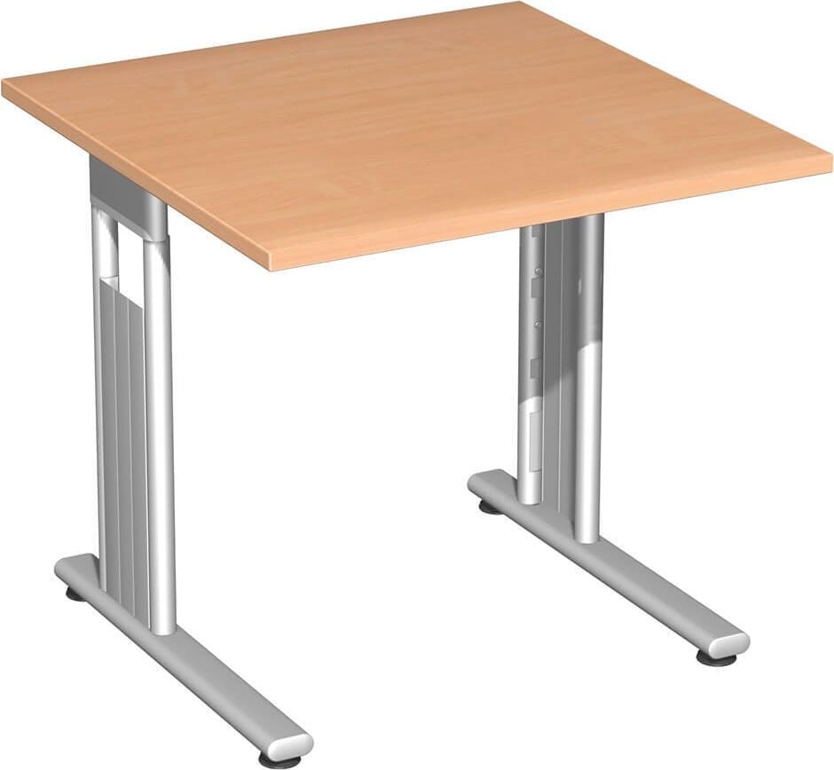 Schreibtisch Geramöbel C Fuß Flex S-618101, 80x72x80cm (BxHxT), quadratisch, C-Fuß silber, buche