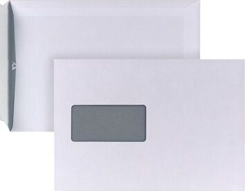 Versandtaschen C5, 162x229mm, Fenster, weiß 90 g/m²,
Haftklebung, Pack 10 Stück
