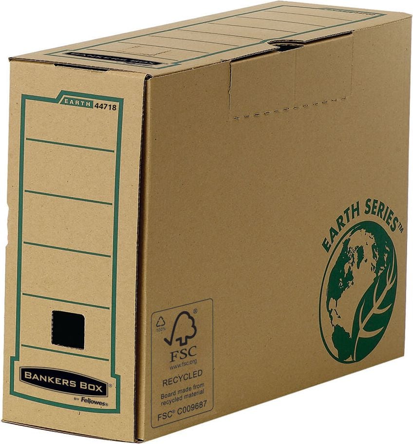 Archivschachteln Fellowes Bankers Box Folio 4471801, A4+, 100mm Rückenbreite, Verschlussklappe,
Wellpappe, braun, Pack 20 Stück