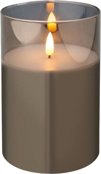 LED-Kerze LUMINEO, 10x15cm (DxH), im Glas, Wachs/Glas, mit
Timerfunktion, warmweiß, grau