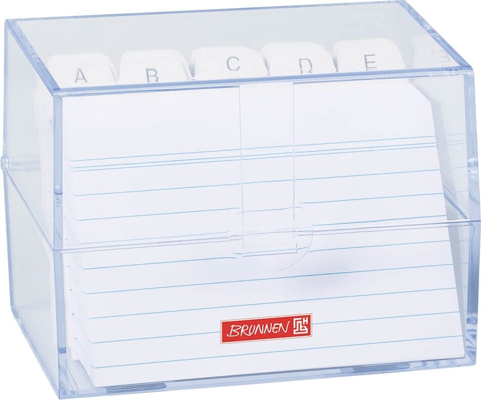 Karteikasten Brunnen 10-20570, Kunststoff A7 quer, für ca. 200 Karten, inkl.
100 Karten und A-Z Register, transparent, transparent