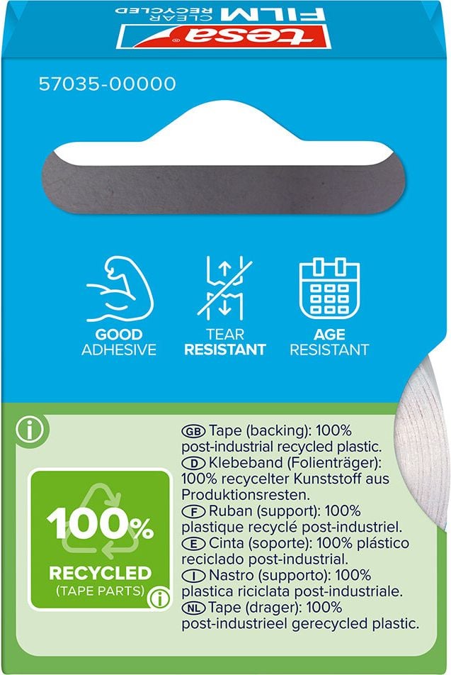 Klebefilm Tesa eco & clear ecoLogo 57035-00000-00, 15mm x 10m, unsichtbar, recyceltes PP,
transparent