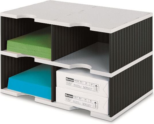 Sortiersystem styrodoc duo Jumbo Basiseinheit 2680222, 4 offene Jumbo-Fächer, 2 Etagen, blau