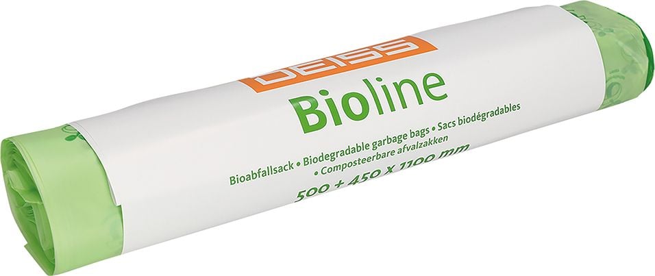 Müllsäcke DEISS Bioline 06084 160 Liter, 50x110cm, ecovio Biofolie, biologisch abbaubar, 160 Liter, 25my, natur, Rolle 3 Stück