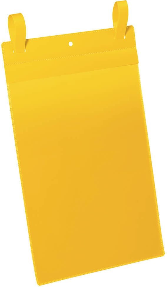 Gitterboxtaschen Durable 1750, 210x297mm (A4 hoch), Laschen, farbig, Pack 50 Stück, gelb