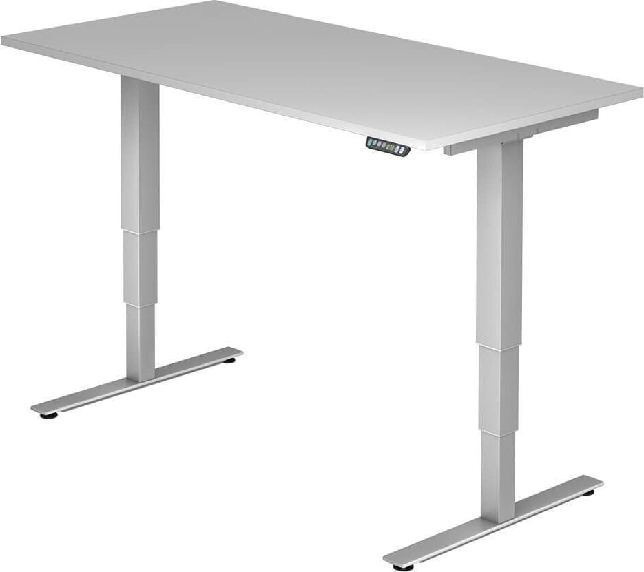 Hubschreibtisch Hammerbacher XDSM16/x/S, 160x80cm (BxT), 63,5-128,5cm Höhe,
rechteckig, T-Fuß silber, eiche