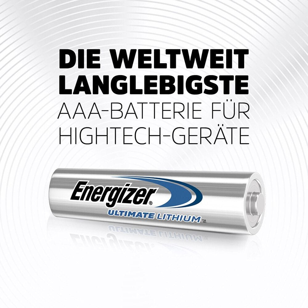 Batterien Energizer Ultimate Lithium Micro (AAA), 1,5 Volt, temperaturbeständig von −40 C bis +60 C, enthält recycelte Materialien, Pack 4 Stück