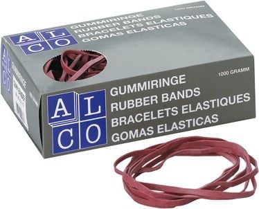 Gummibänder Alco 763, 200x6mm, rot, Pack 1kg