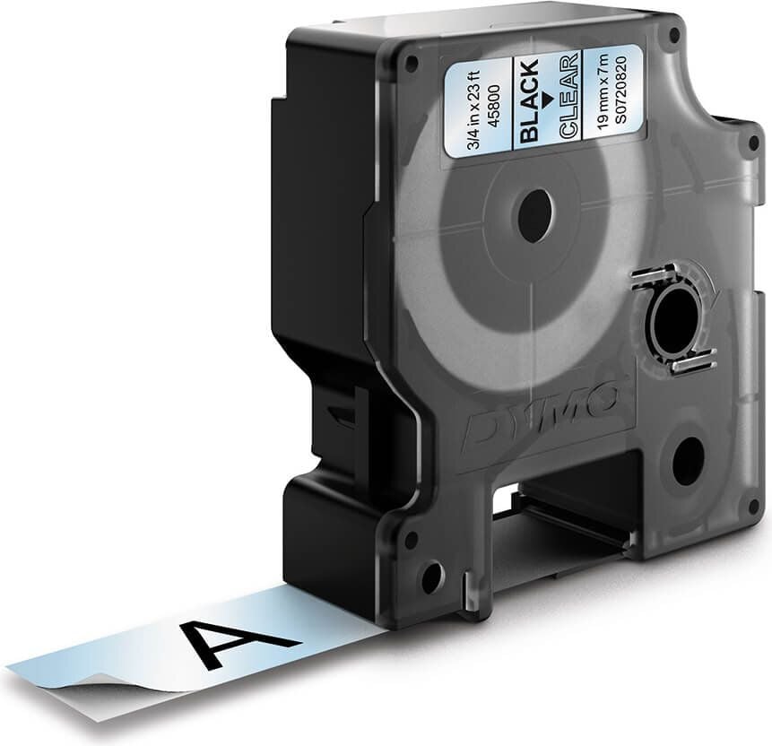 Schriftbänder Dymo D1 45800/S0720820, schwarz auf transparent, 19mm/7m