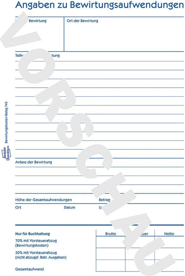 Bewirtungskostenbelege Zweckform 745, DIN A5 hoch, Block 50 Blatt
