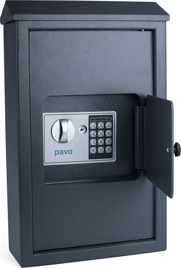 Schlüsseltresor pavo high security Outdoor 8009022, für 50 Schlüssel, Elektronik-Zahlenschloss,
Stahl, dunkelgrau