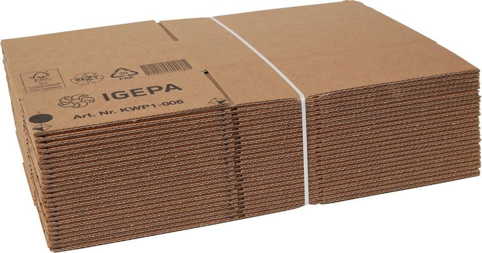 Versandkarton FEFCO 0201 KWP1-006, 310x215x120mm (LxBxH), braun, ohne
Höhenrillung, Pack 25 Stück