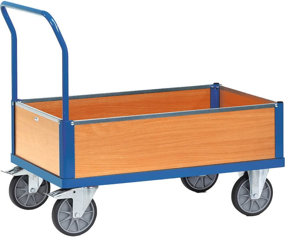 Transportwagen fetra Kastenwagen 2562, 100x70cm Ladefläche, 1 Boden, 4 Holzwände
25cm hoch, bis 600kg