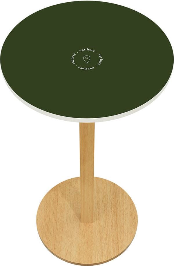 Stehtisch Paperflow Woody MD60.10, 60cm Durchmesser, 110cm Höhe, eat here,
Tischsäule Massivholz, grün