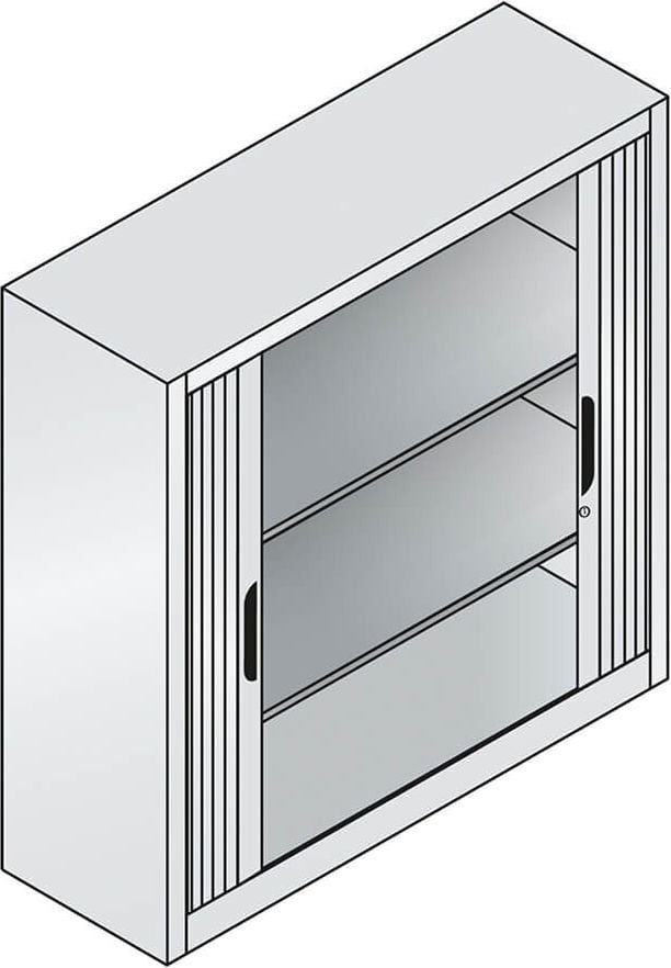 Aktenschrank CP Omnispace 3233-00, 120x123x42cm (BxHxT), 2 Querrollläden,
2 Fachböden, 3 Ordnerhöhen, hellgrau
