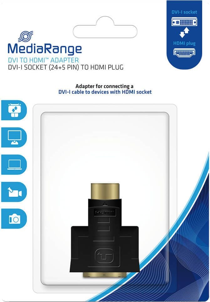 Monitoradapter MediaRange DVI auf HDMI MRCS171, DVI auf HDMI, DVI-I Buchse/HDMI Stecker,
schwarz