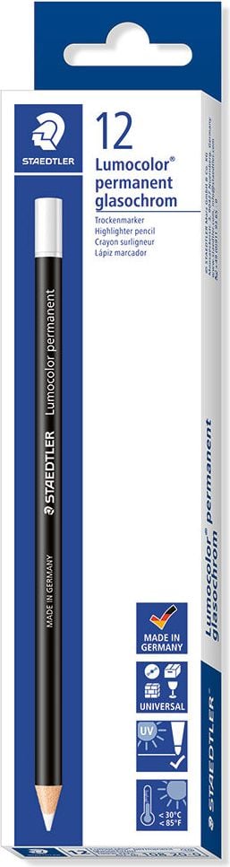 Buntstifte Staedtler Lumocolor permanent glasochrom 108 20, Universalschreiber, wasserfest, rund, lackiert, Pack 12 Stück, rot