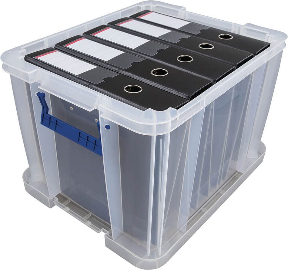 Aufbewahrungsboxen Fellowes Bankers Box ProStore 7730801, 36 Liter, Außenmaße: 475x380x315mm (BxTxH),
Kunststoff (PP), mit Deckel, transparent
