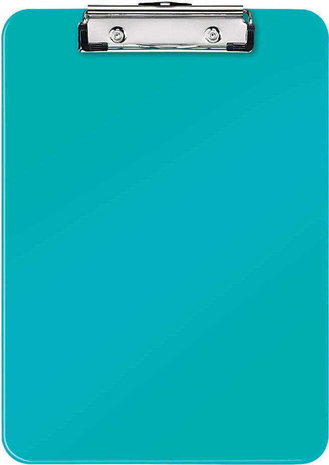 Klemmbretter Leitz WOW 3971, A4, Polystyrol, Metallklemme kurze Seite,
Aufhängeöse, WOW-Farben, eisblau