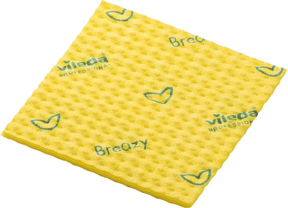 Schwammtücher Vileda Breazy Kurzzeittuch, 35x36cm, Wellenstruktur, Pack 25 Stück, gelb