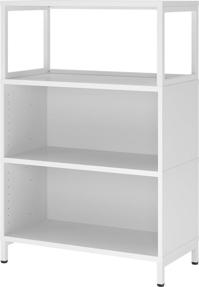 Regal Hammerbacher VFW38RERU mit Rahmenelement, Threespine-Klicksystem, 80 x 40 x 118 cm (B x
T x H), mit Stahlsockel, 3 Ordnerhöhen, weiß
