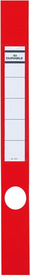 Rückenschilder Durable Ordofix 8091, schmal/lang, mit Einsteckschild, Pack 10 Stück, rot