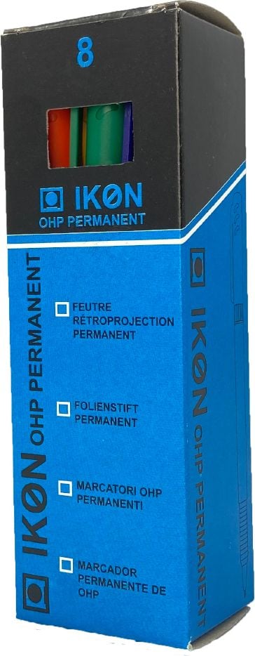 Folienschreiber IKON wasserfest superfein, S ca. 0,4mm, wasserfest, Etui mit 8 Farben