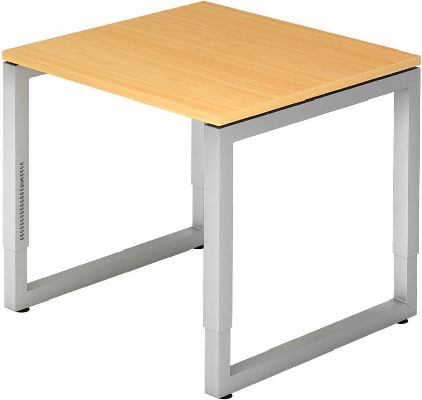 Schreibtisch Hammerbacher RS08, 80x80cm (BxT), 65-85cm Höhe, quadratisch,
O-Fußgestell eckig, buche