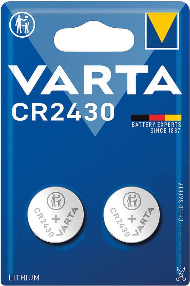 Knopfzellen Varta Lithium Coin CR2430 Typ 6430, 3 Volt, 290mAh, Pack 2 Stück