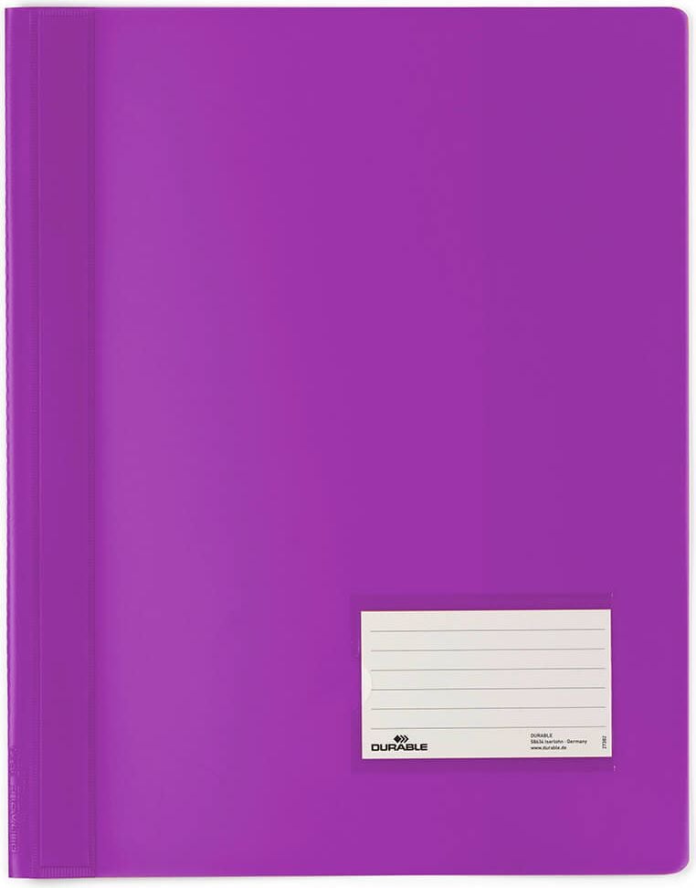 Schnellhefter Durable DURALUX A4 Überbreite 2680, Hartfolie, farbiger Vorder- und Rückdeckel,
Innentasche, lila