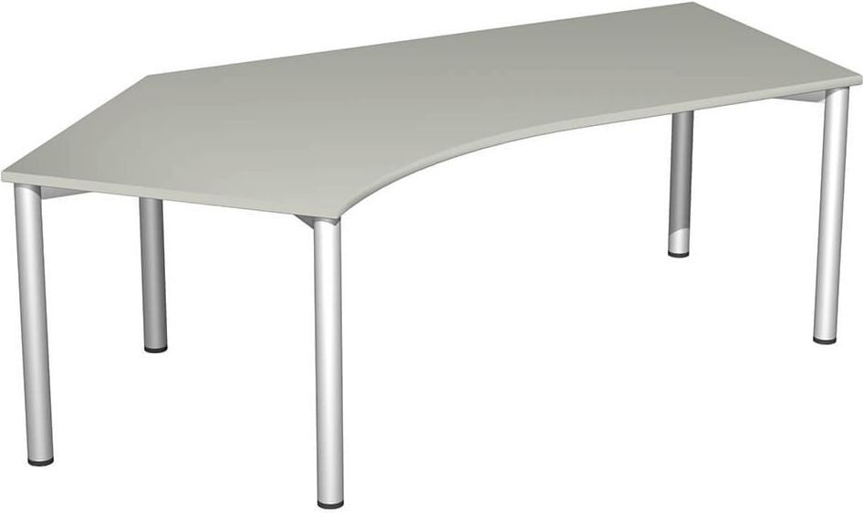 Winkelschreibtisch Geramöbel 4 Fuß Flex S-550315, 216,6x72x113cm (BxHxT), 135 Grad Winkel
links, 5-Fuß silber, hellgrau
