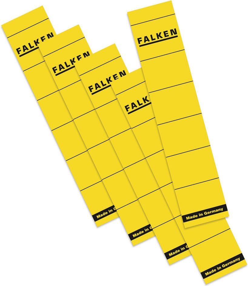 Rückenschilder Falken, schmal/kurz, gelb, selbstklebend, Pack 10 Stück