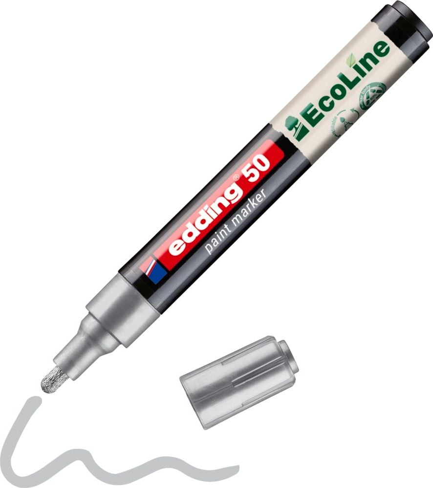 Lackmarker Edding 50 EcoLine, ca. 2-3 mm, Rundspitze, wasserbasierte Tinte, Gehäuse mind. 85% recyceltem Kunststoff, gelb