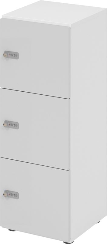 Schließfachschrank Hammerbacher V234L3/W ZS, 40 x 42 x 110 cm (BxTxH), 3 Ordnerhöhen, mit Zahlenschloss, 3 Fächer, Korpus: Weiß, grau