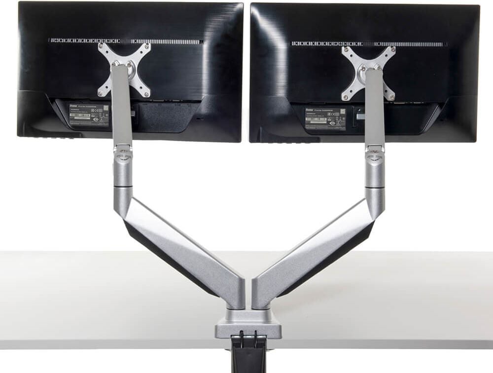 Monitorhalter BakkerElkhuizen Smart Office 12 Dual BNESO12, 2 Arme, Tragfähigkeit bis zu 8 kg pro Arm,
Klemmhalterung, mattsilber