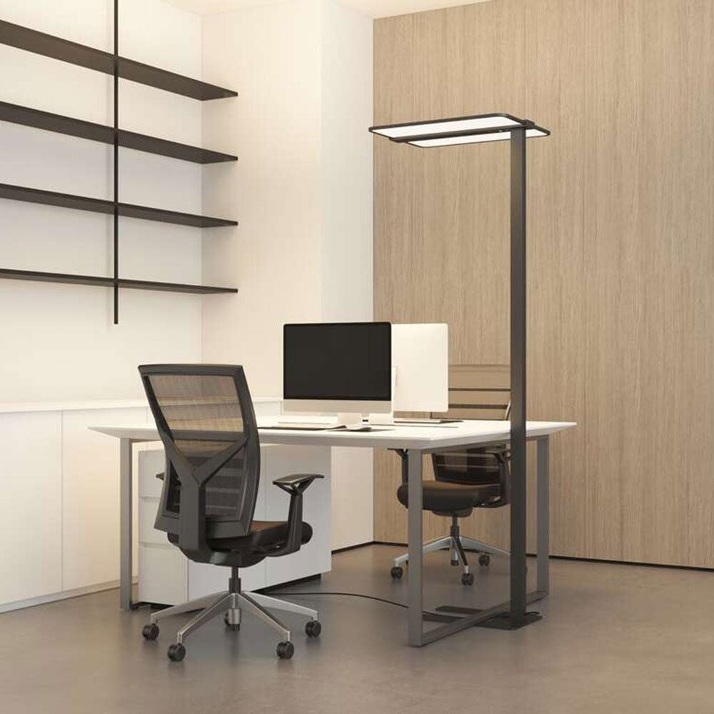 LED-Stehleuchte Unilux Atlas 400202686, 80 W, LED, 10800lm, direktes/indirektes Licht, dimmbar, Standfuß, 195cm Höhe, schwarz, schwarz