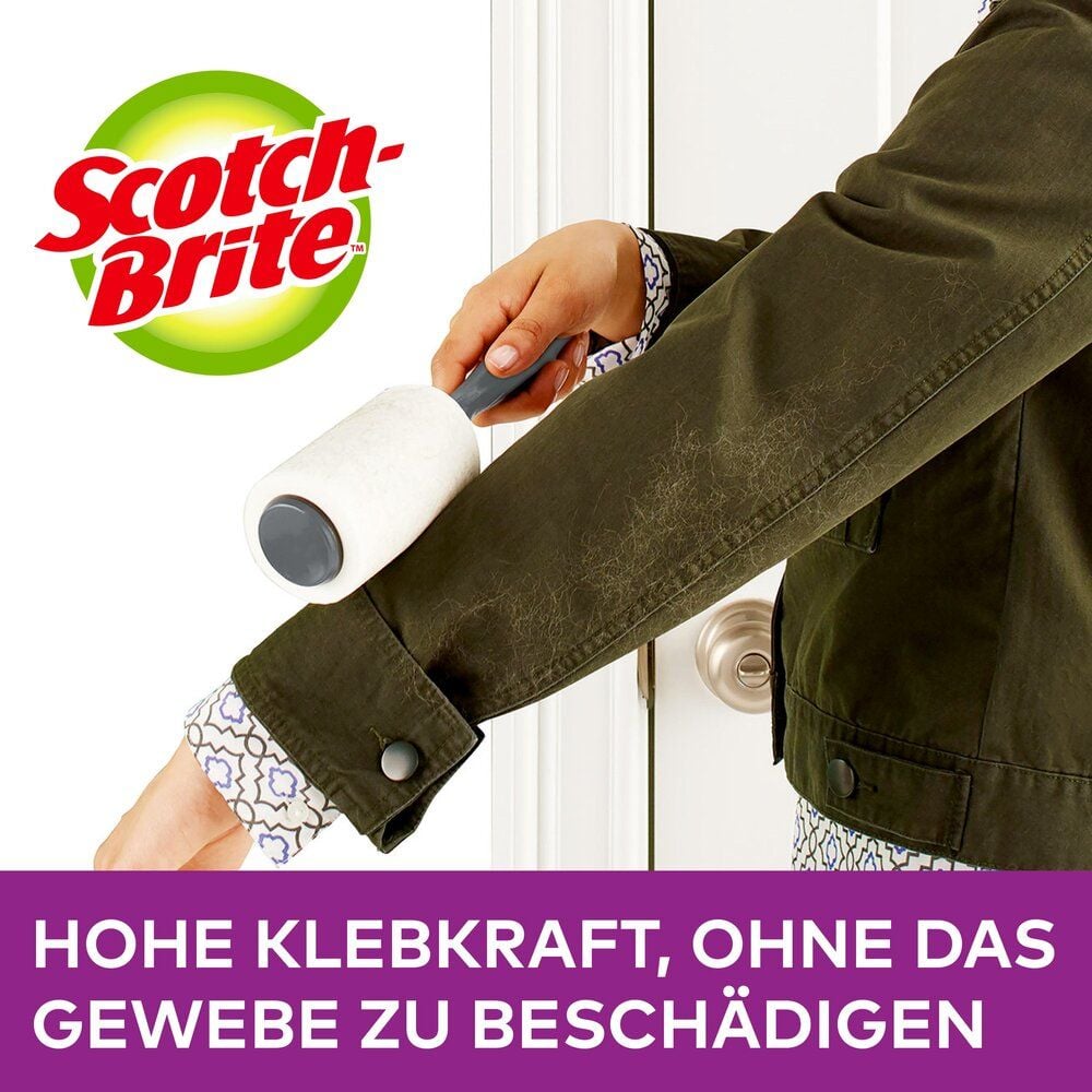 Fusselrolle Scotch-Brite Pet Extra Sticky, Roller für Tierhaare, ergonomischer Griff,
48 Blatt