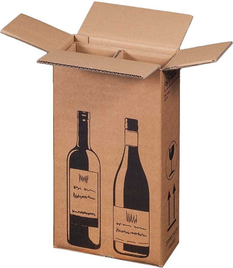 Flaschenverpackung Smartbox Pro 222103010, für 2 Flaschen, Innenmaße: 204x108x368mm, PTZ-/UPS-zertifiziert, Wellpappe, braun, Pack 15 Stück