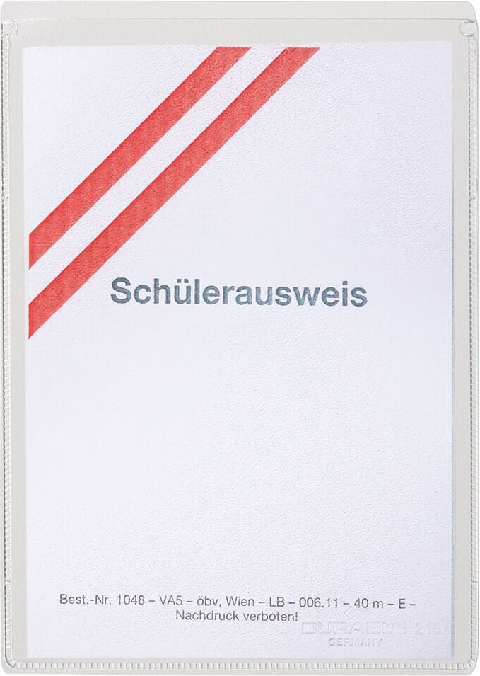 Ausweishüllen Durable 2134, A7, PP-Folie glasklar, Pack 10 Stück