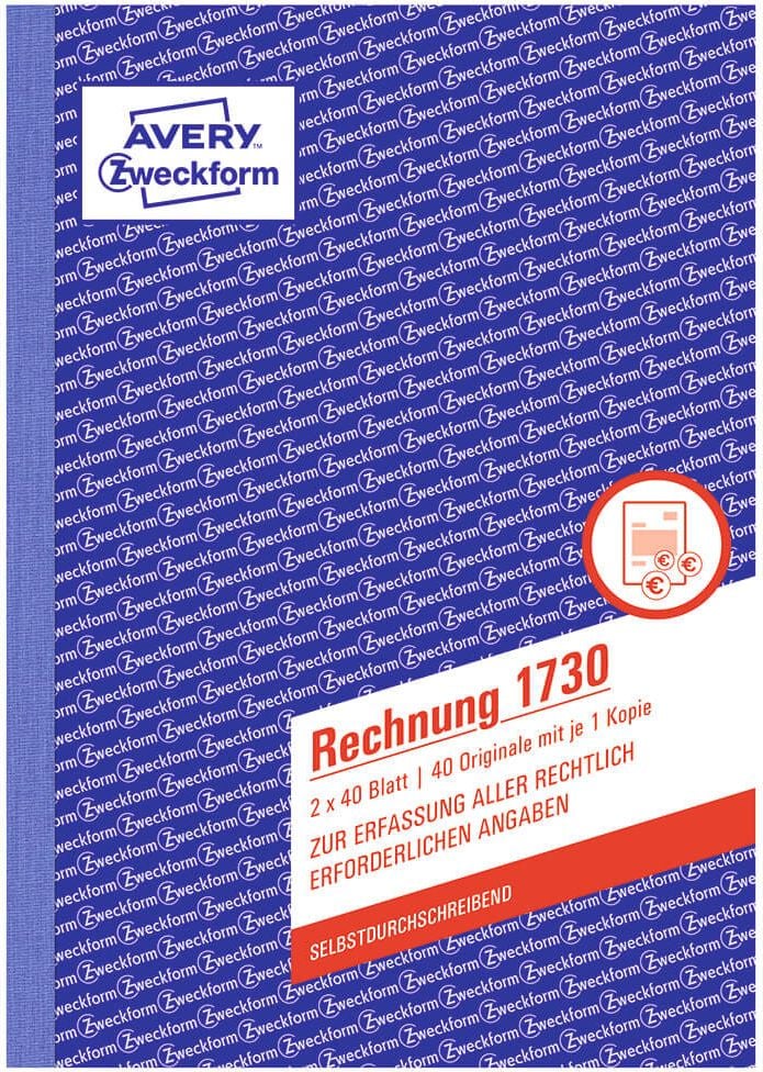 Rechnung Zweckform 1730, DIN A5 hoch, selbstdurchschreibend, Block
2x40 Blatt