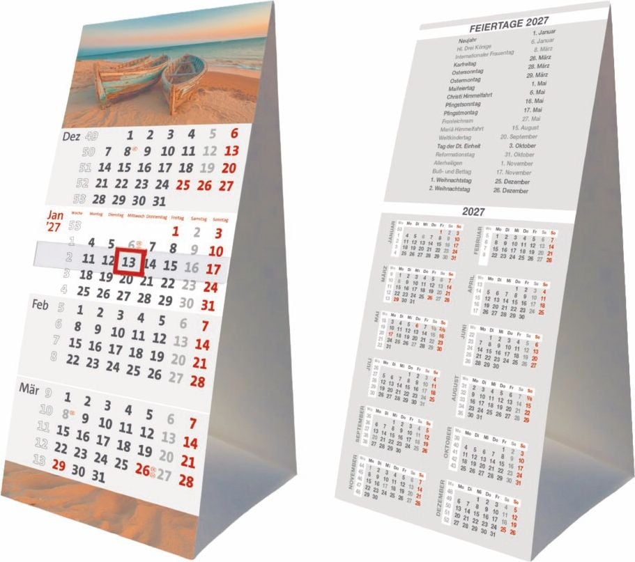 Tischkalender Terminic Quadro, 8,6x20,8cm, 4 Monate/1 Seite