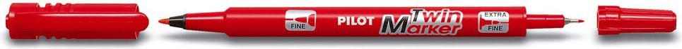 Permanentmarker Pilot SCA-TM-BG Twin Marker Begreen 4045, 2 Rundspitzen (0,4 und 0,8mm), wasserfest, rot