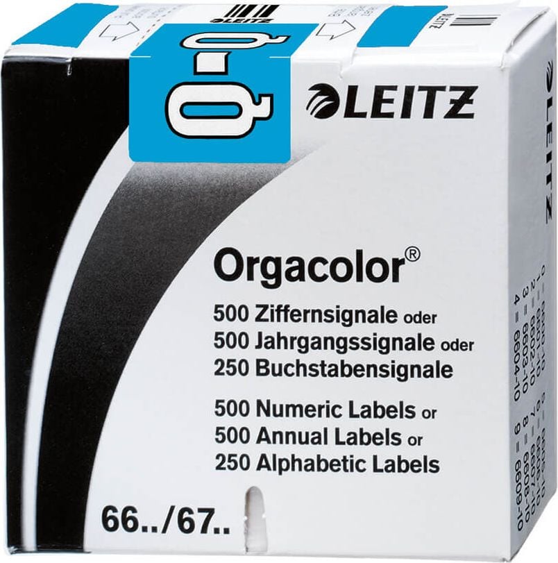 Buchstabensignale Leitz Orgacolor 6626-10, Q, blau, auf Rolle, Pack 250 Stück